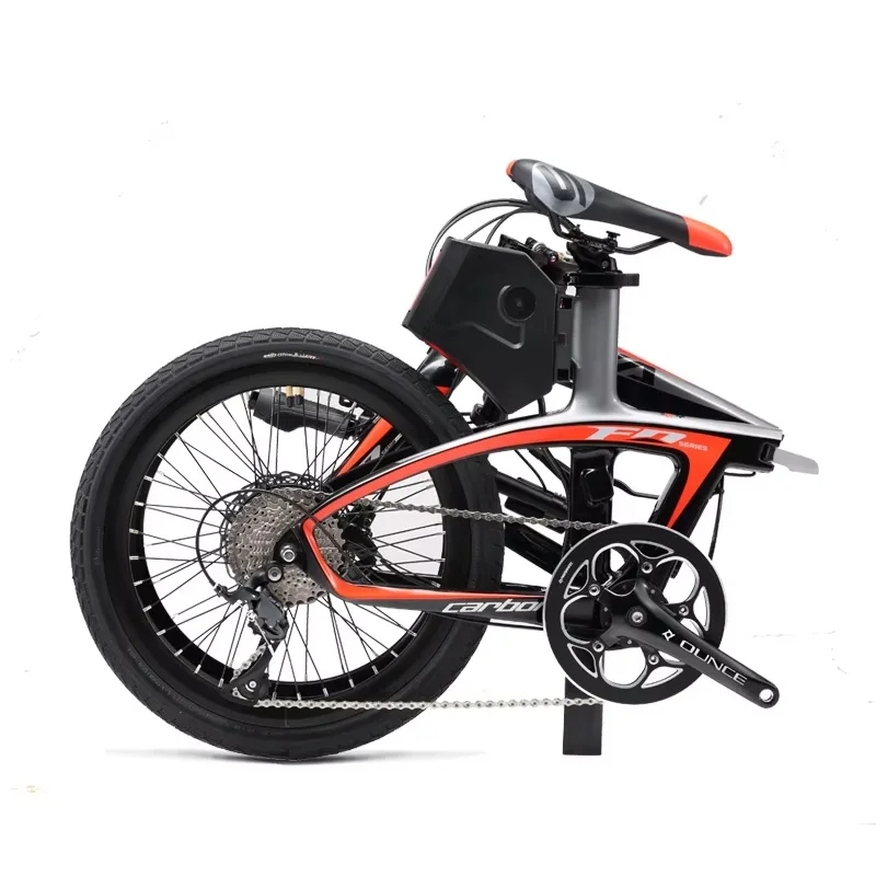 Electric folding bicycle carbon fiber lithium battery Bafang maximum drive electric bicycle 20 inches 9 speed 250W Ebike black
