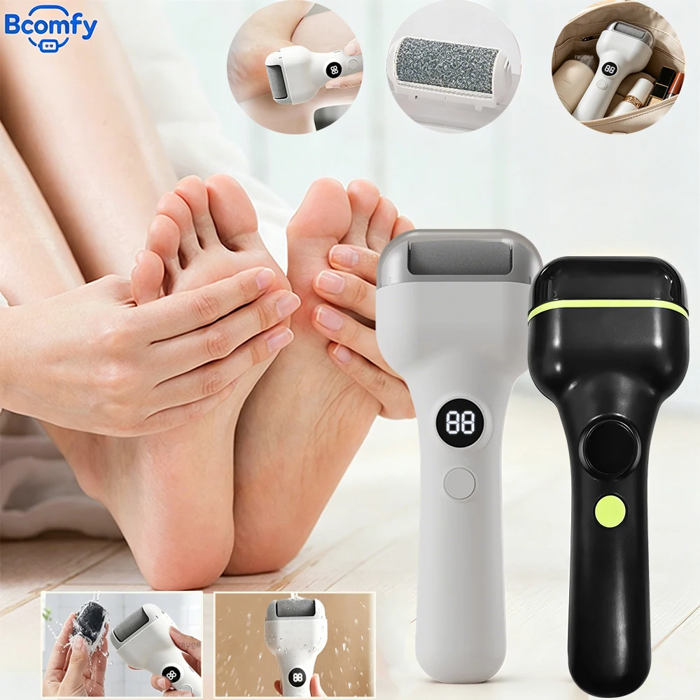 Electric Foot Callus Remover Portable 2-Speed Foot File Replaceable Grinding Heads for Remove Dry Cracked Heel Dead Skin