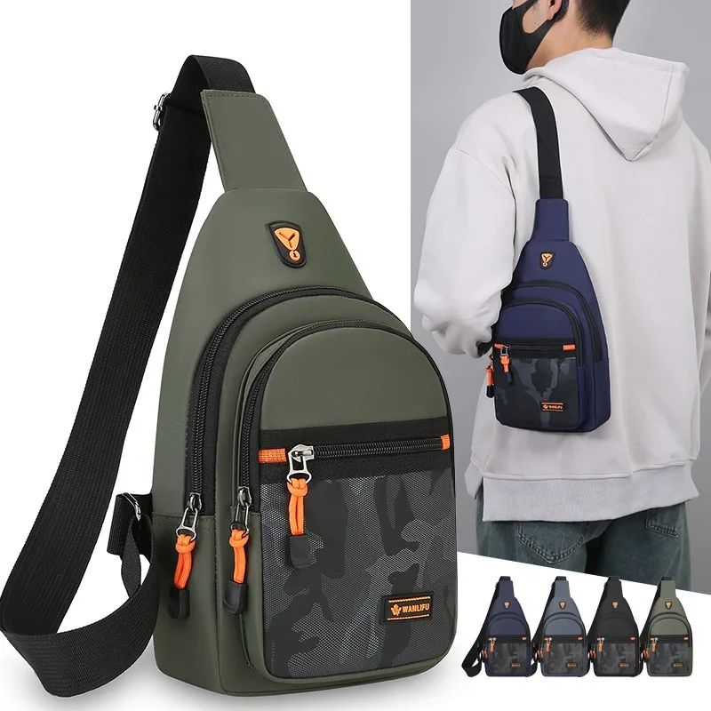 Lightweight Casual Men's Chest Bag Waterproof Oxford Small Shoulder Bag Cycling Sling Bag Outdoor Sport Travel Crossbody Bag