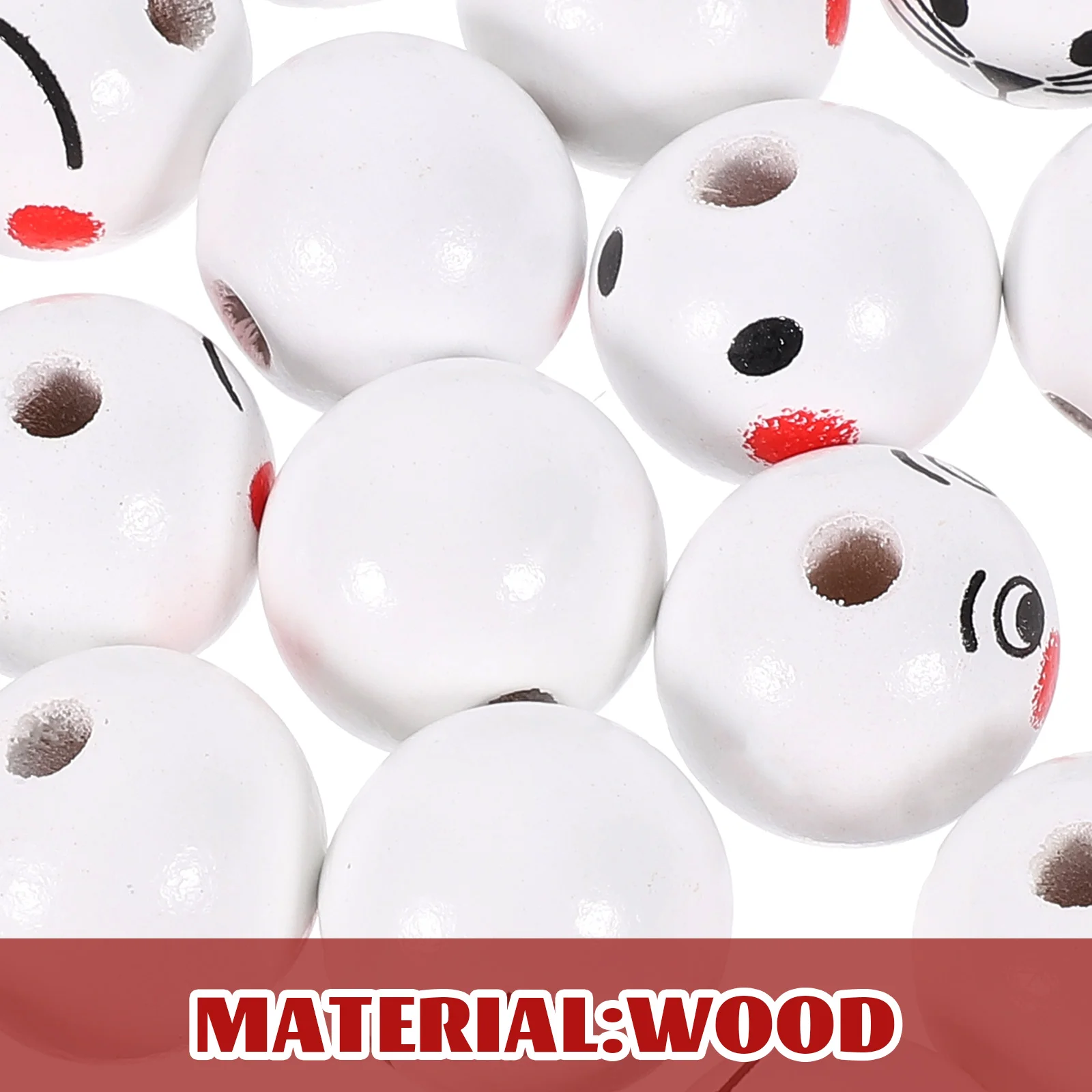 

120pcs Smile Face Wooden Beads 20mm White DIY Jewelry Crafts Bulk Accessories Home Decor Smooth Surface Large Hole