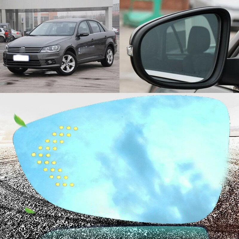 

For Volkswagen Bora 2010-2017 Blue Lens Large Vision Rearview Mirror Wide Angle Blue Glass Anti-Glare Heated Turn Single Lamp