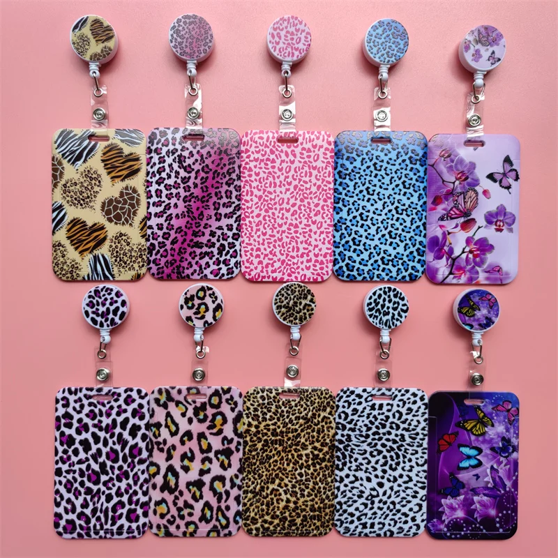 Leoparden-Kartenhalter mit horizontaler einziehbarer Schnalle, Business-Abzeichenrolle, Clip für Damen, Kartenhalter, Ärzte, Krankenschwestern, Hängen Sie Zertifikate – Detail 6