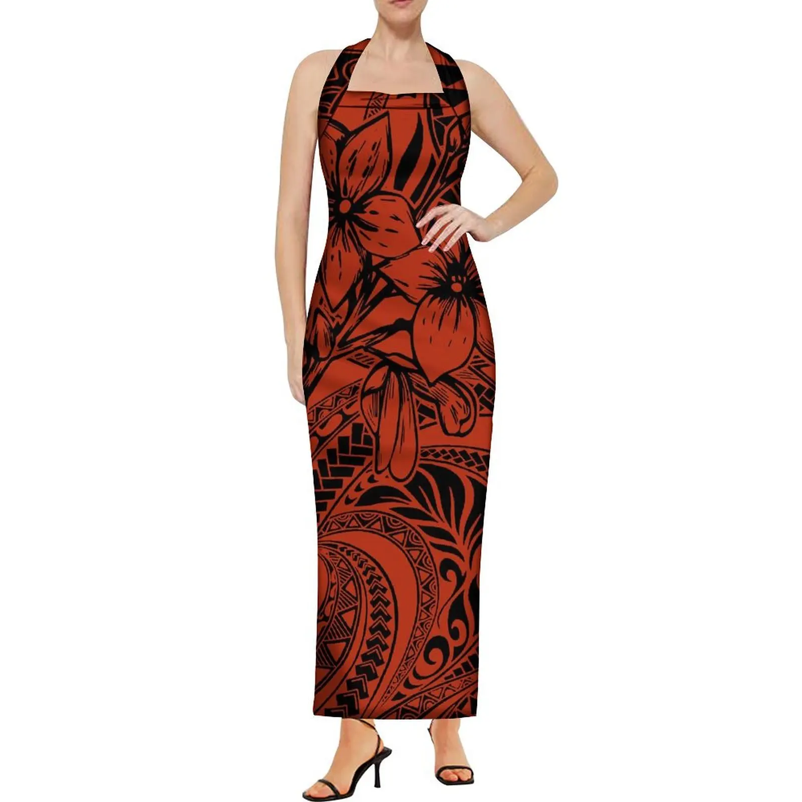 Pacific Islands New Design Dress Polynesian Sexy Slim-Fit Backless Custom Maxi Dress Elegant Party Hawaii Ladies Dress 2024 New