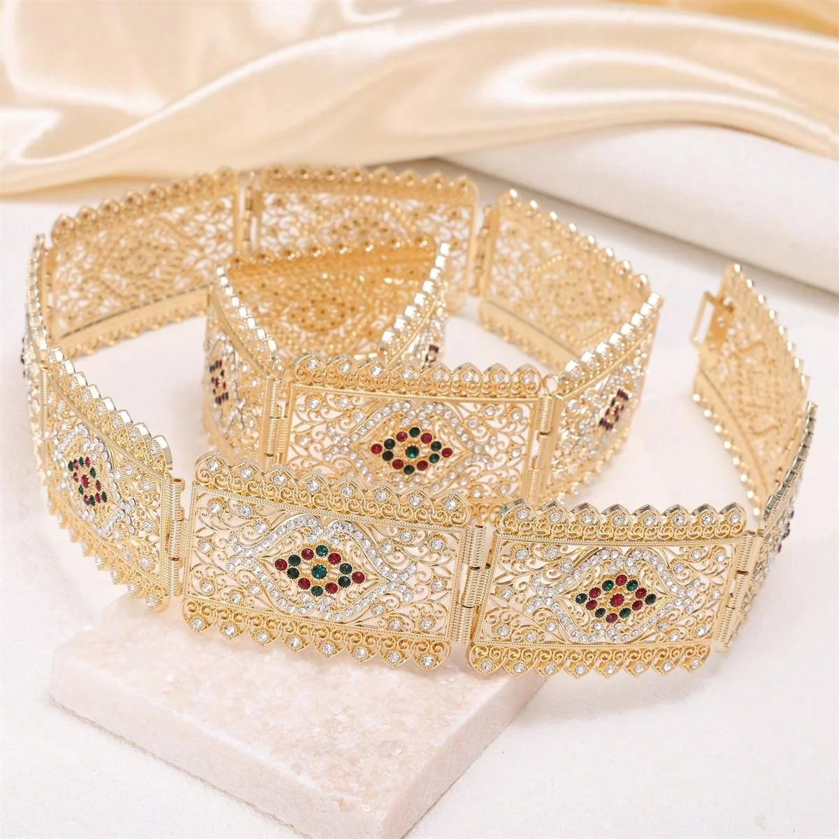 Middle Eastern Bridal Style Jewelry With Adjustable Length Metal Wedding Waist Chain Gift