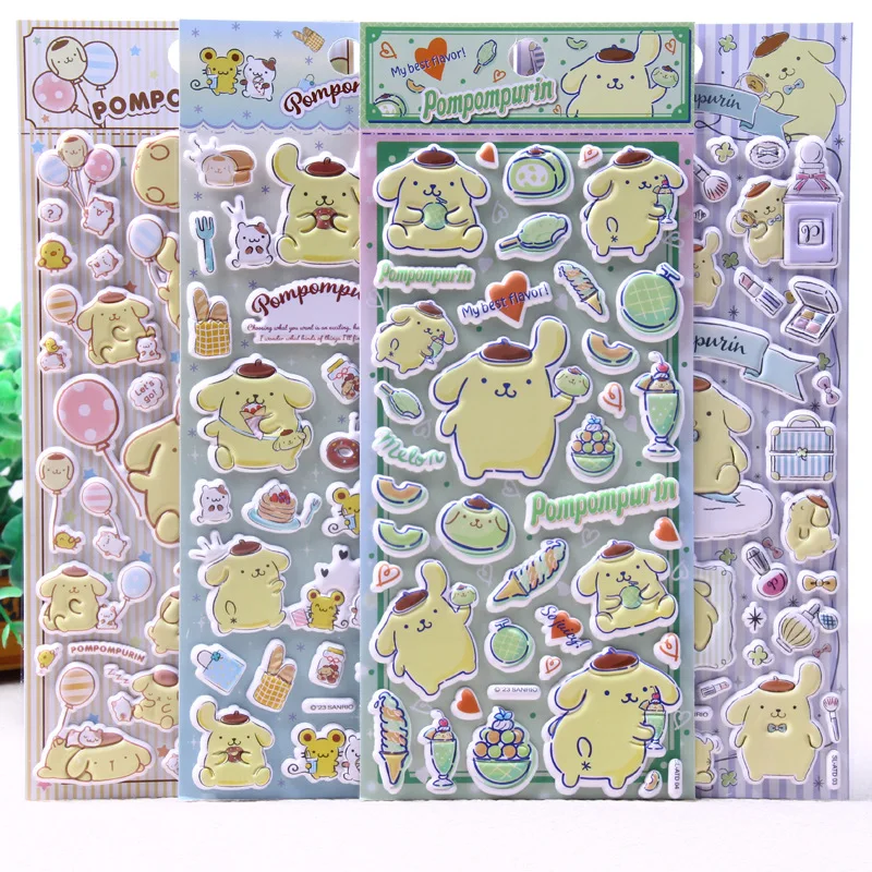 

Sanrio Pompompurin, высокое качество, милые 3D пузырьковые наклейки, чехлы для телефонов, холодильник, справочники, украшения, губка, паста, живопись
