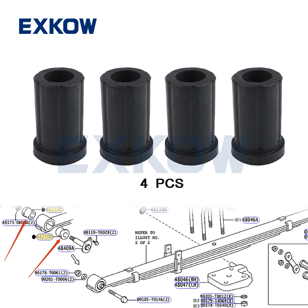 

4PC Rear Suspension Spring Pin Bushings for Toyota Hilux 2015- 2020- GGN125 LAN125 GUN112 GUN120 90385-T0016