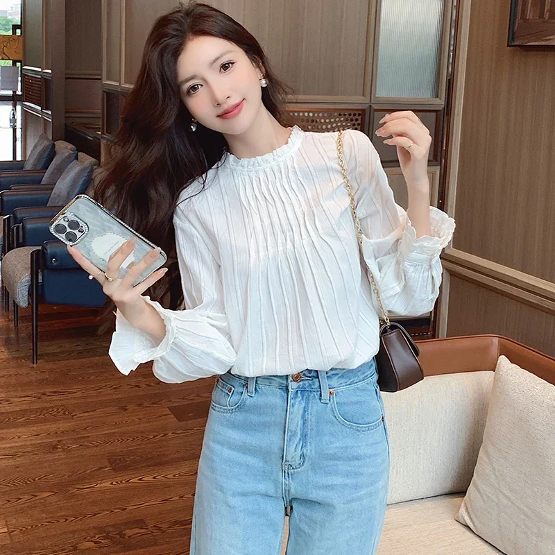 Fashion Long Sleeve Women Blouse Ruffled Blouse Shirt Women Tops Blusas Para Mujer Camisas Blusa Blusas Camisas De Mujer M547