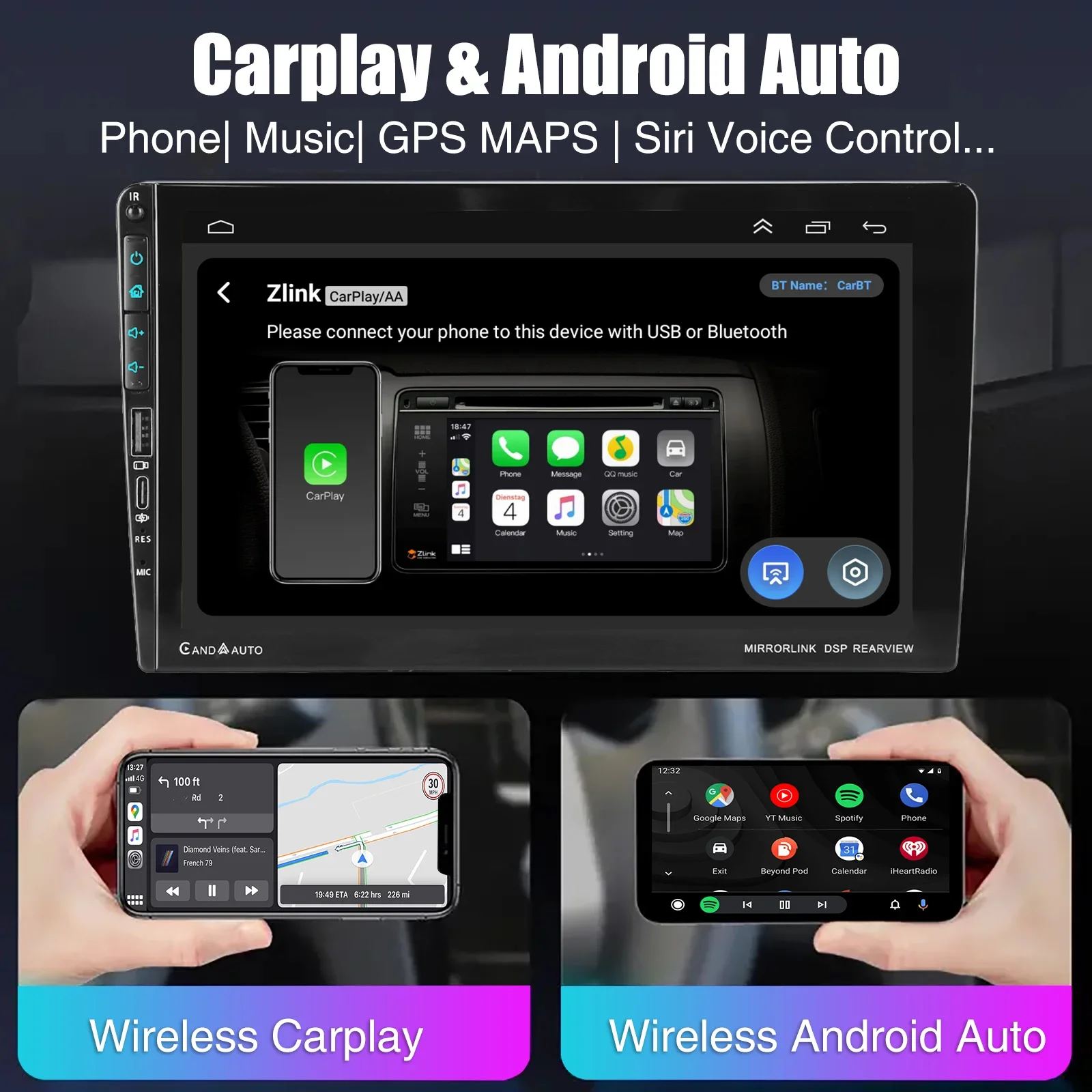 ESSGOO DAB+ 9'' Android14 32/64G Für Nissan Qashqai J10 2006-2013 Carplay Autoradio RDS GPS Navi WIFI BT USB Typ-C – Detail 5