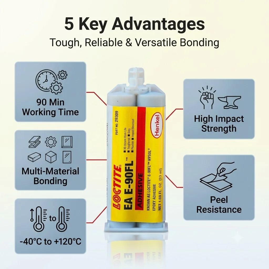Loctite EA E-90FL 50ML Flexible Gray Epoxy Adhesive Resin AB Structural Glue Original