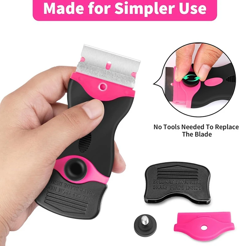 2025 New Razor-Blade Scraper Tool Kit - 2Pack Razor-Scrapers & 40Pcs Extra Blades, Plastic Paint Scraper Tool, Razor-Scraper Too