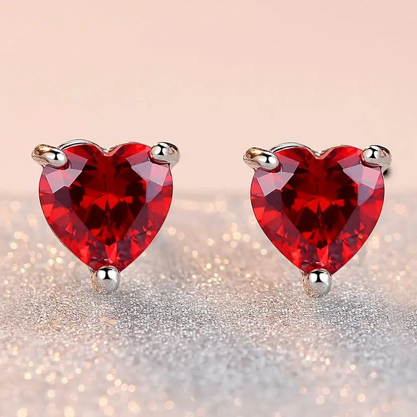 Fashion Europe and the United States trend artificial zircon love earrings simple ins casual daily commute party accessories