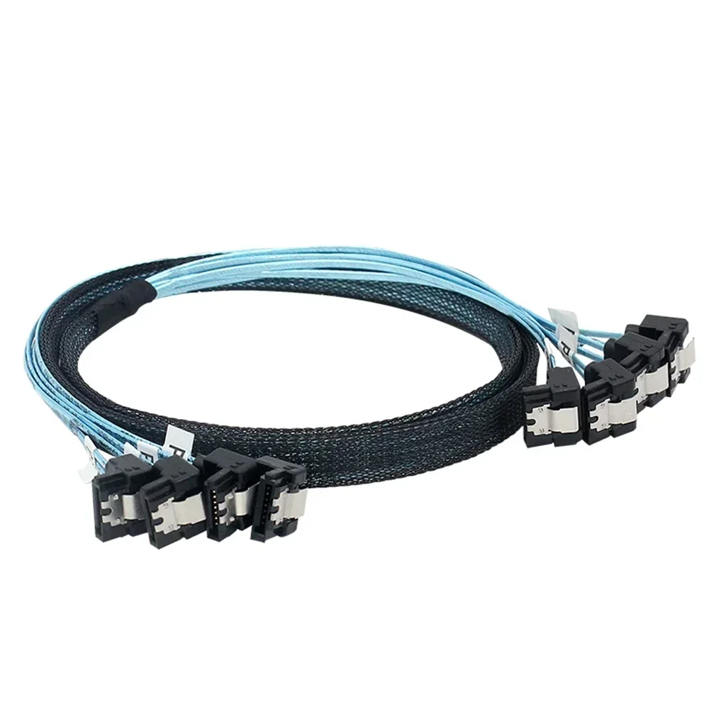Premium SAS 4.0 4 Port 90° SATA to 4 Port SATA Inside Bend 90° SSD Hard Drive Data Motherboard Adapter