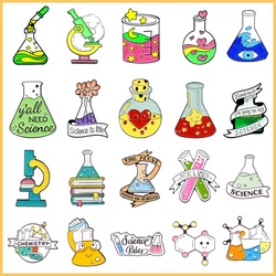 Chemistry Laboratory Test Tube Enamel Pins Science Microscope Brooch Student Badge Cute Lapel Jewelry Gift For Kids Friends