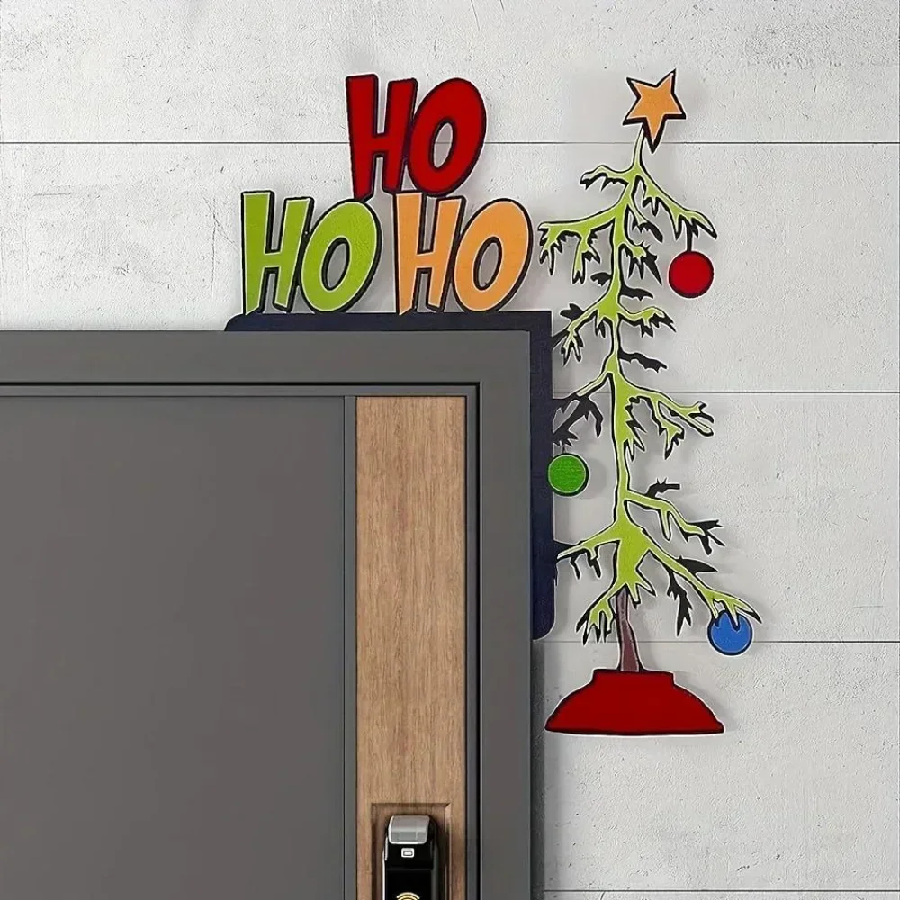CIFBUY Metal Wall Art Whimsical Christmas Door Sitter Sculpture Waterproof Aluminum Hanging Decor Holiday Theme Craft for Living