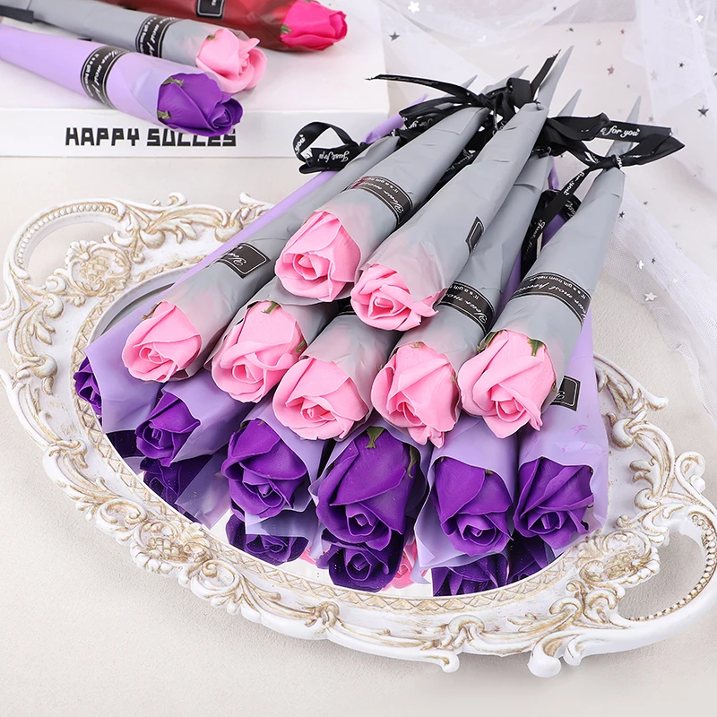 Artificial Soap Rose Flower Valentine's Day Bouquet Birthday Gift DIY Wedding Decoration Mother's Day Rose Flower Couple Bouquet