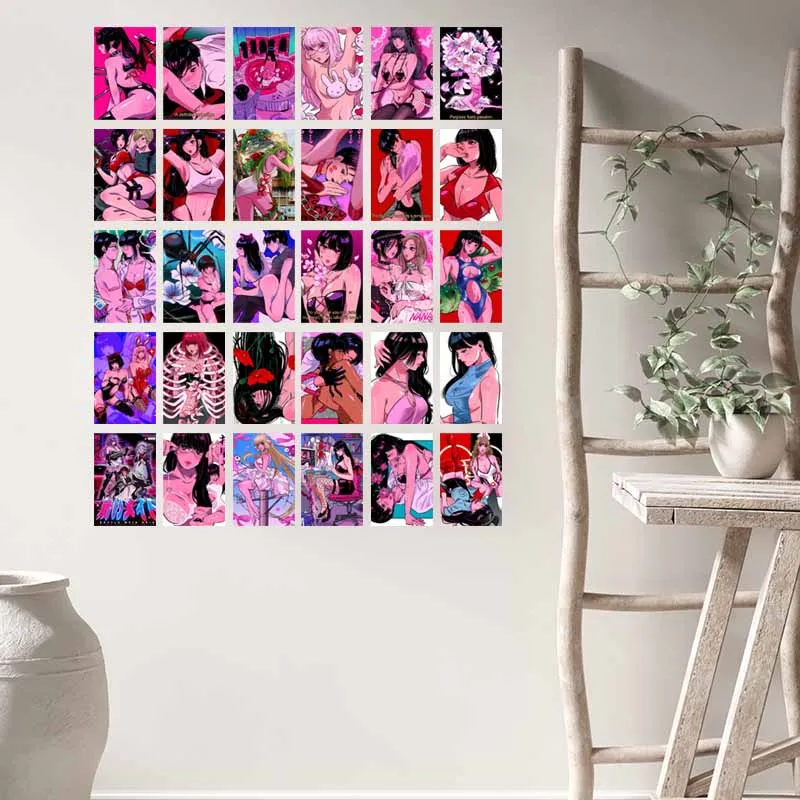 10/30 قطعة نمط فاسق أنيمي فتاة الملصقات بطاقات DIY بها بنفسك سطح المكتب جدار عنبر غرفة الديكور بطاقة النوم بار ديكور المراهقين الهدايا بطاقة بريدية