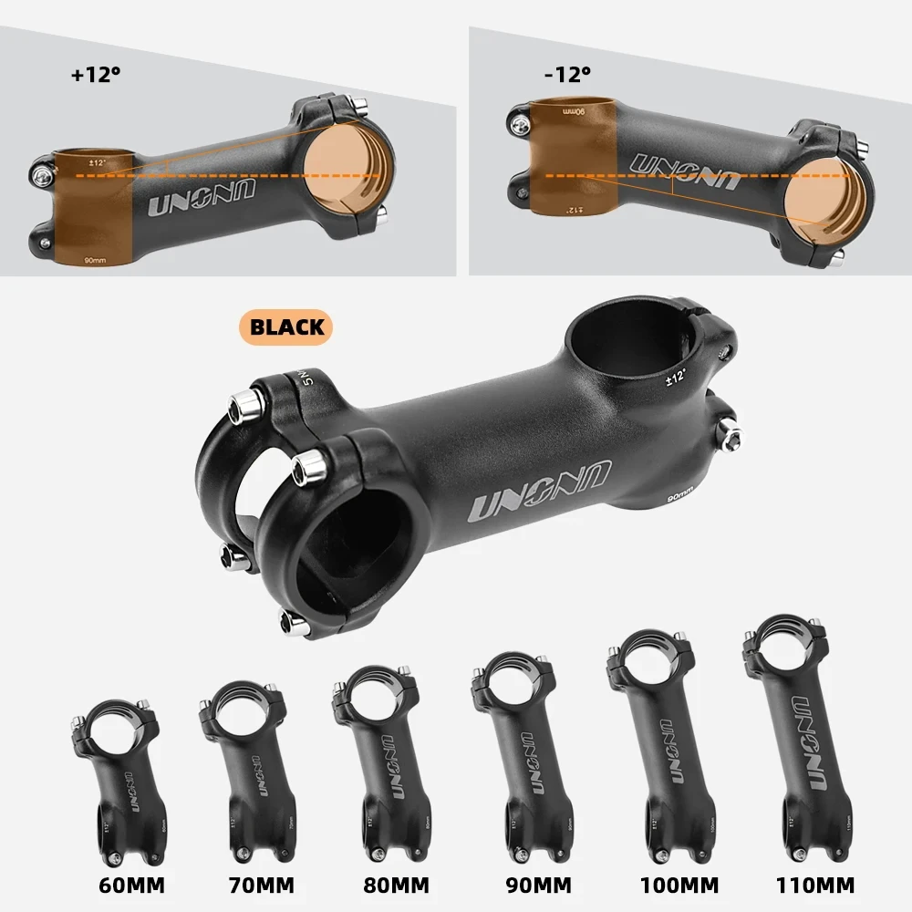 UNO-Fahrradlenkervorbau, Road Mountain und Gravel, Power Parts Riser, 12 Grad, 60–110 mm, 31,8 x 28,6 mm Aluminiumlegierung