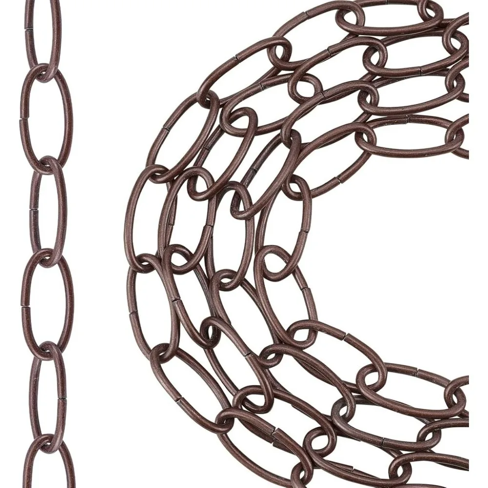 3.28 Feet Iron Pendant Light Fixture Chain Dark Brown Chandelier Chain Unwelded Lighting Hanging Chain Extension Duty Chain