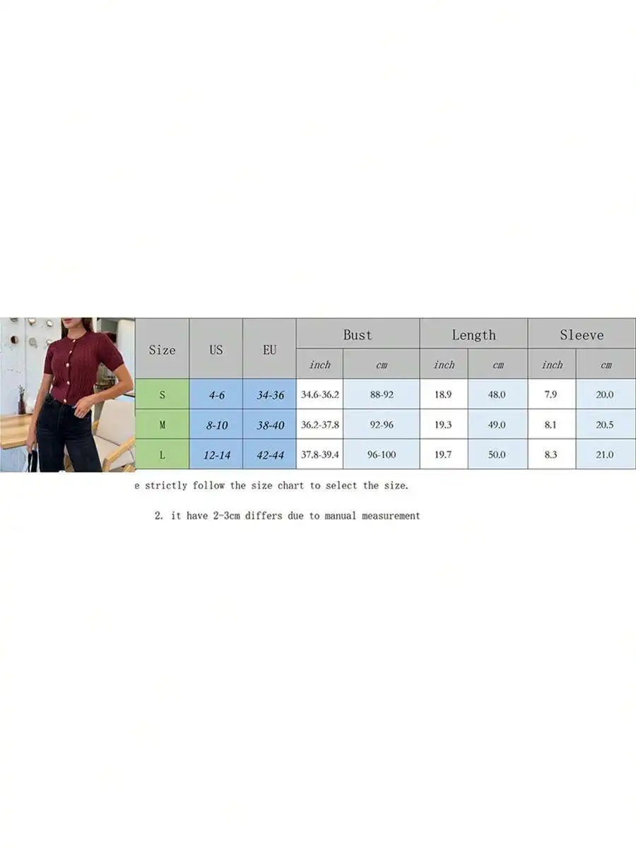 

Women Cable Knit Cardigan Solid Color Round Neck Short Sleeve Button Front Crop Sweater