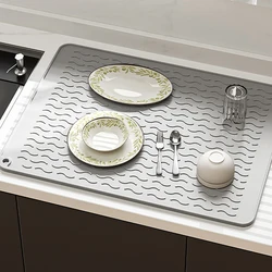 55*45cm/45*40cm Silicone Drying Mat Heat Resistant Non-Slip Draining Mat Kitchen Countertop Drip Tray Sink Pad