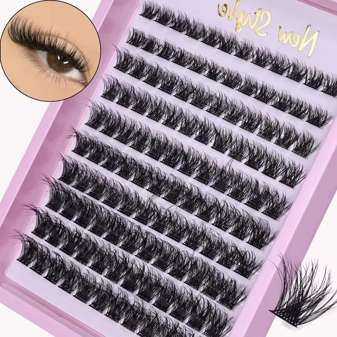 120pcs Soft Fluffy D Curl Cluster Lashes Mixed Wispy Individual Lashes 10-16mm Reusable 10-16mm for Daily Makeup