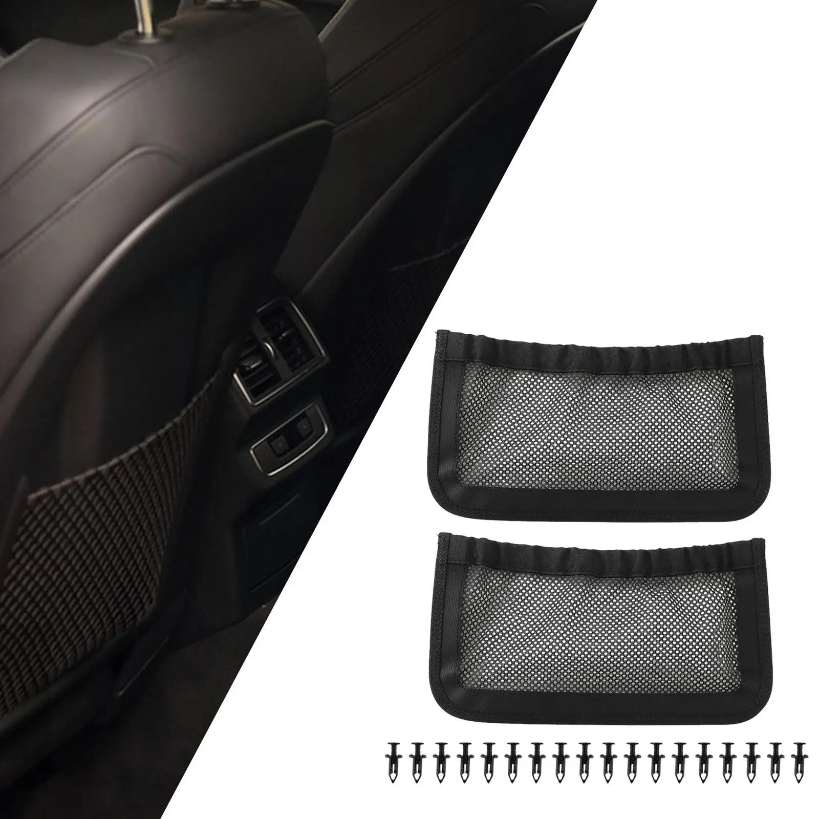 

2 Pieces 715003019 Rear Backrest Storage Net High Performance Easy Installation Rear Seat Organizer for Defender Max