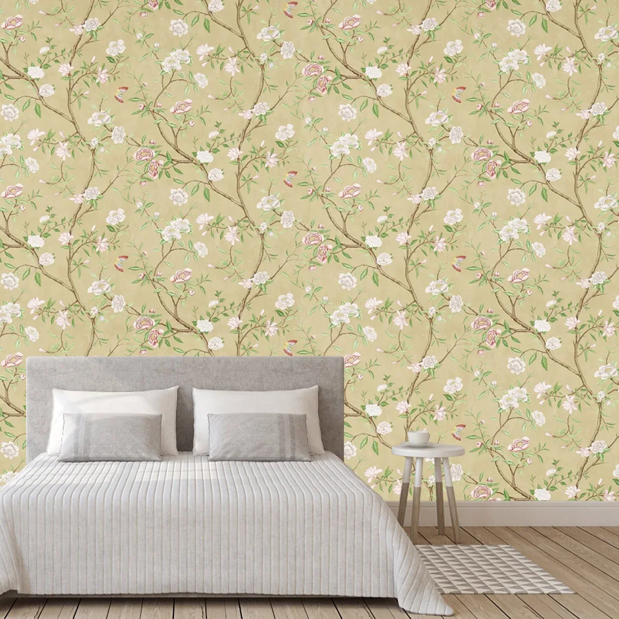 15+ Botanical Vintage Hd Flowers Bloom Mural Decor,Self Adhesive Optional,Wallpapers for Living Room Bed Girls Walls Renovation