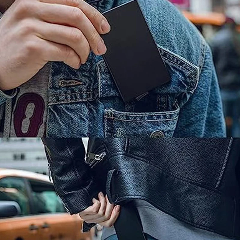 YATBEST Metal Card Bag Mini Ultra-Thin Card Clip Bottom Push Automatic Pop-Up Portable Credit Card Clip