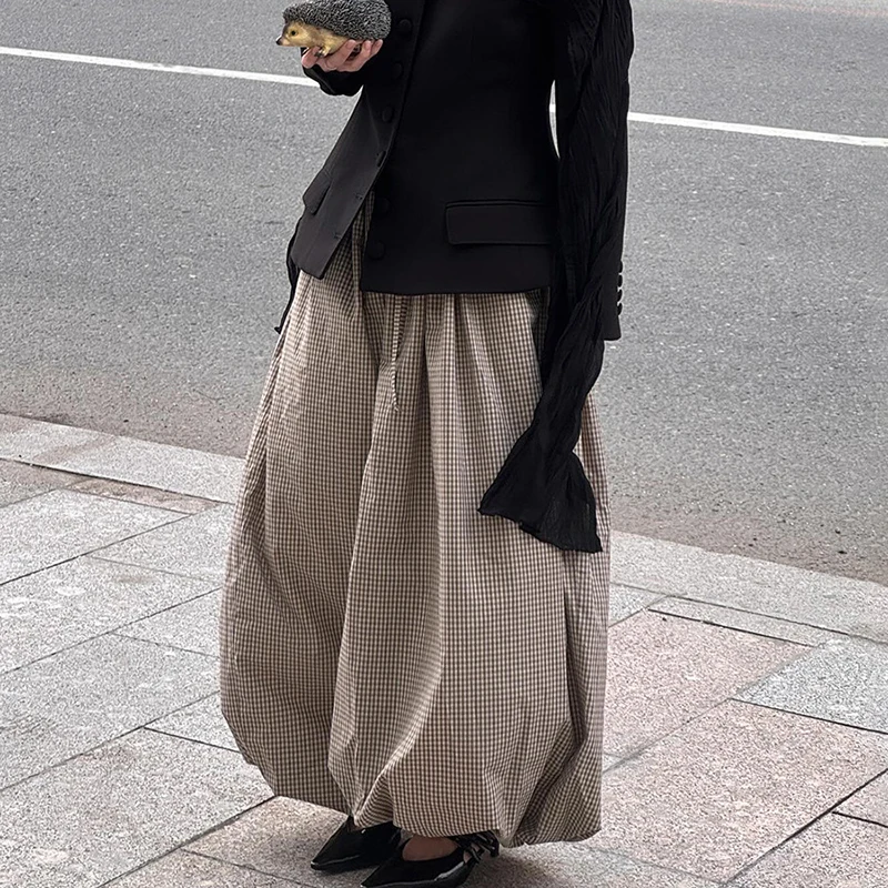 

Tornova Loose Plaid Print Lantern Pants For Women Casual High Waist Club Party Clothes Autumn 2025 New Fashion Female Trouser