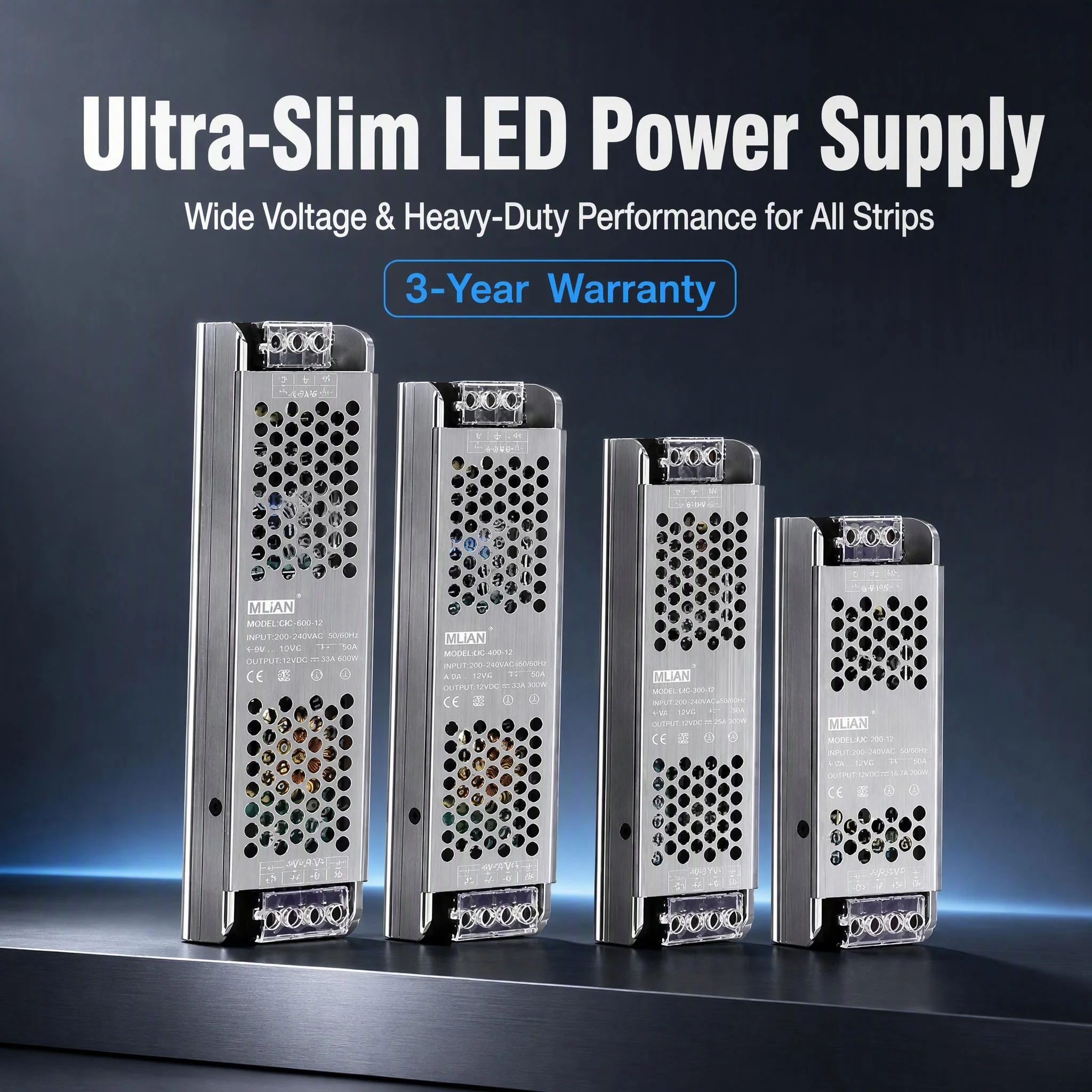 Manufacturer's Ultra-Thin LED Lighting Transformer AC DC 12V 24V 60W 100W 200W 300W 400W Switching Power Supply