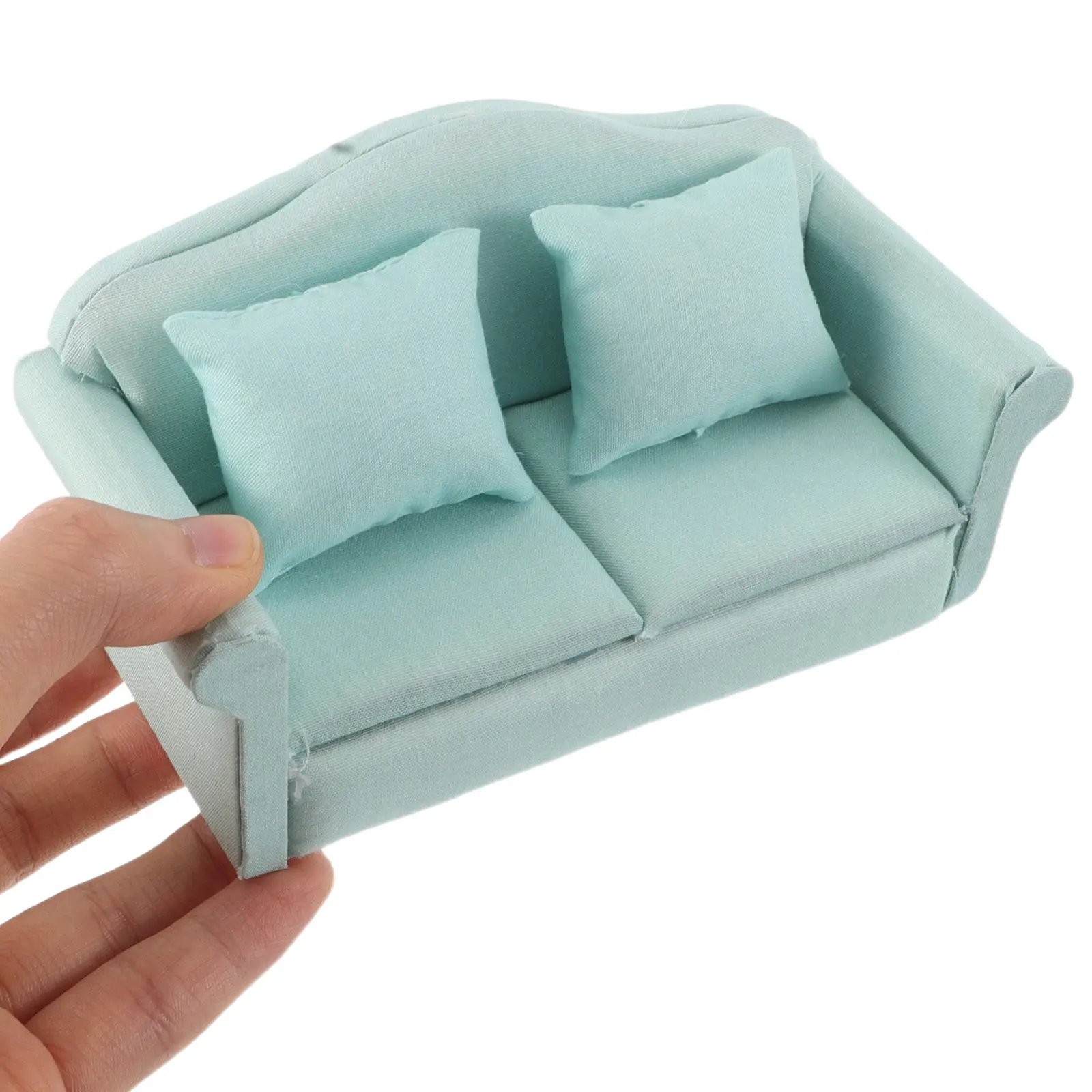 

2Pcs Miniature Furniture Set Light Green Realistic Sofa Arm Chair for Dollhouse Living Room Simulation Home Decoration