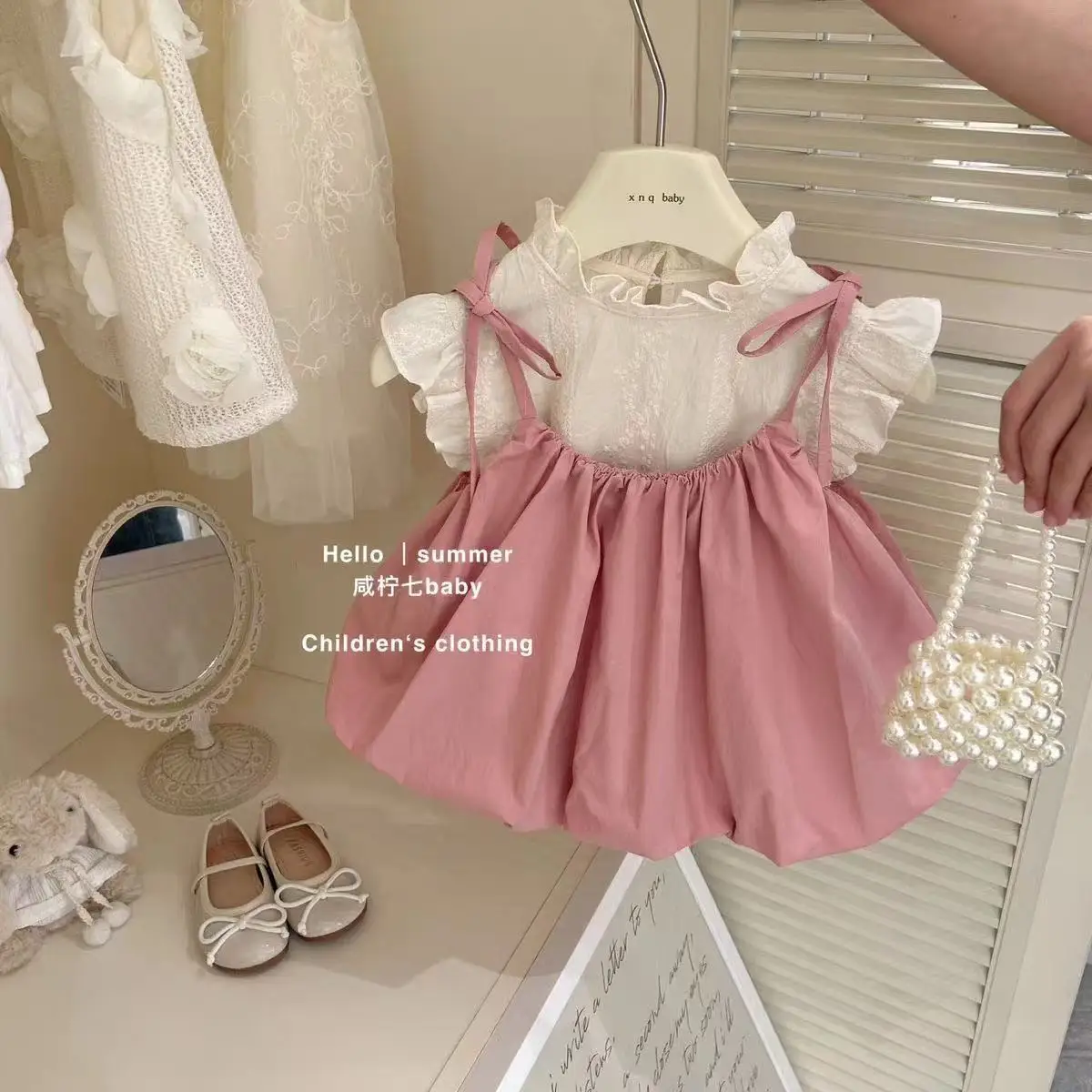 Baby Girl Suspender Dress Set Children's Summer Trendy New Korean Version Two-piece Set