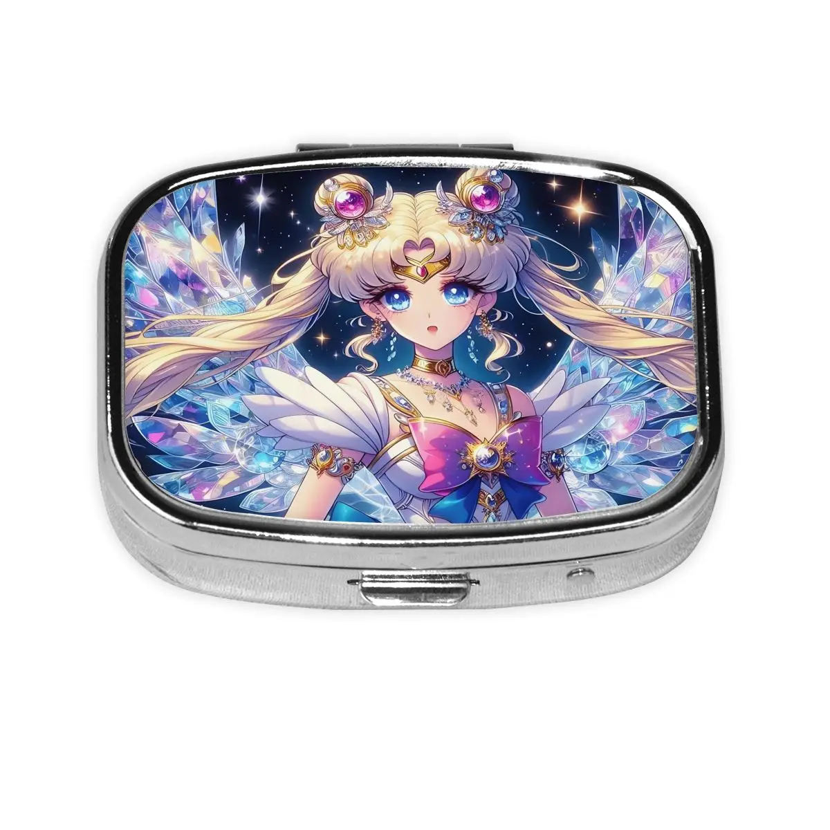 

Comic S-Sailors M-Moons Small Portable Pill Case for Pockets Purse 2 Grids Medicine Holder Storage Case Pill Box For Travel