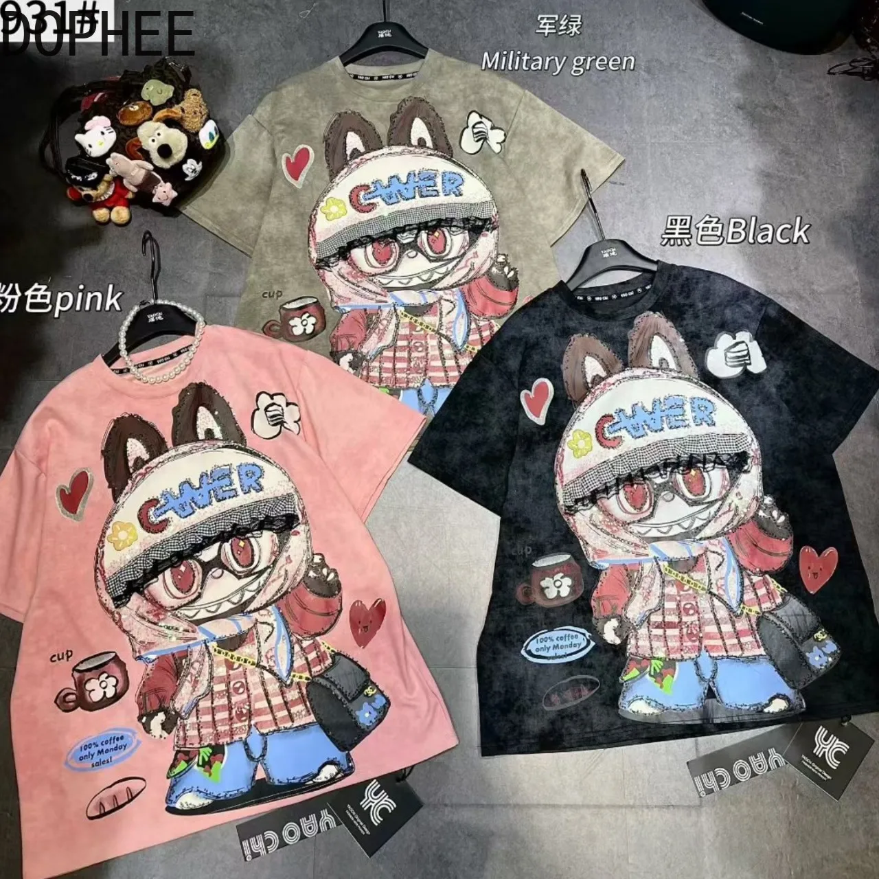 

Age Reduction Spring Summer Loose Short Sleeve T-shirt Cute Students Oversize Tees Vintage Round Neck Casual Cotton Basic Tops