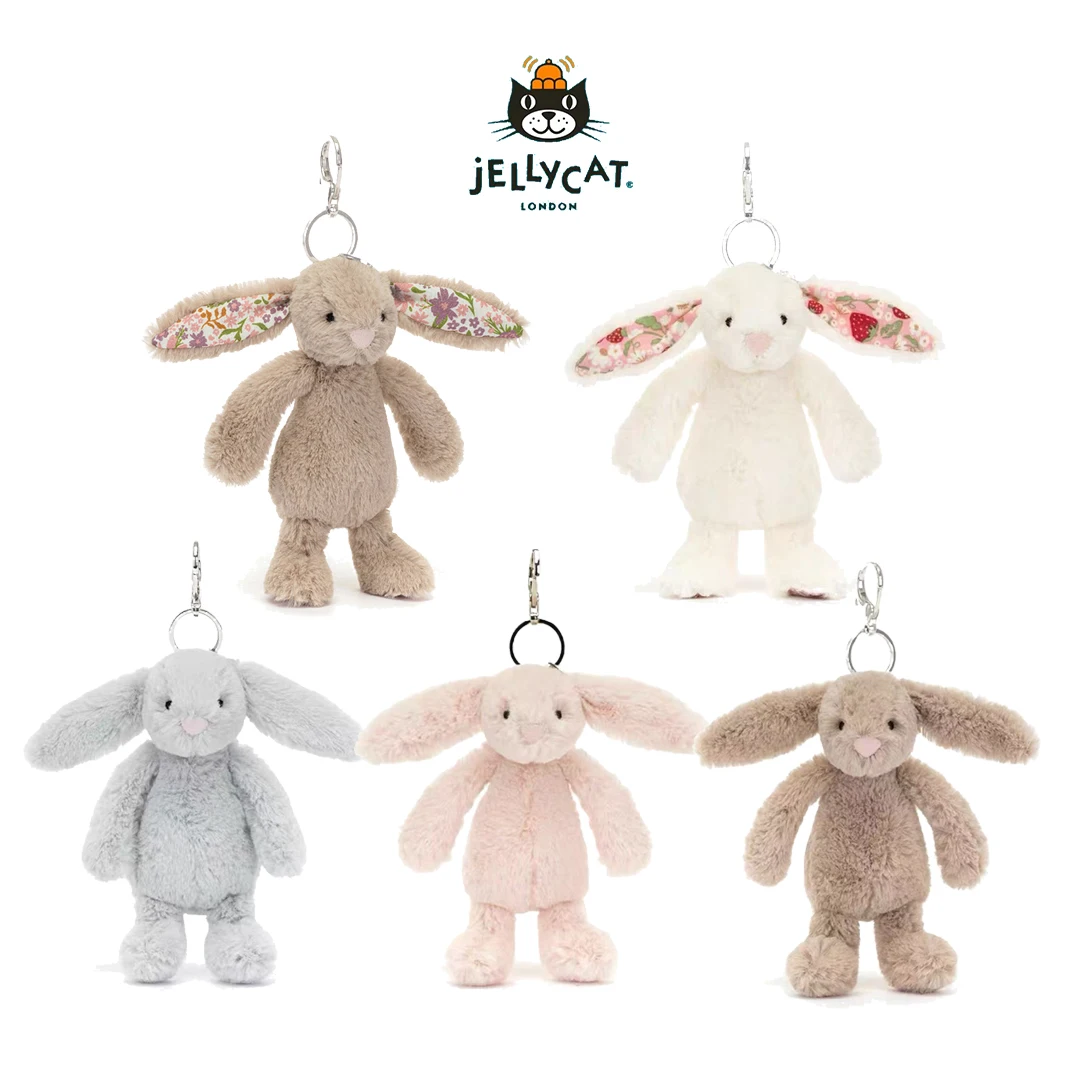 

JELLYCAT Cute Cartoon Rabbit Keychain Love Pompom Trinket Toy Stuffed Animals Gift for Girl Bag Car Mobile Phone Pendant
