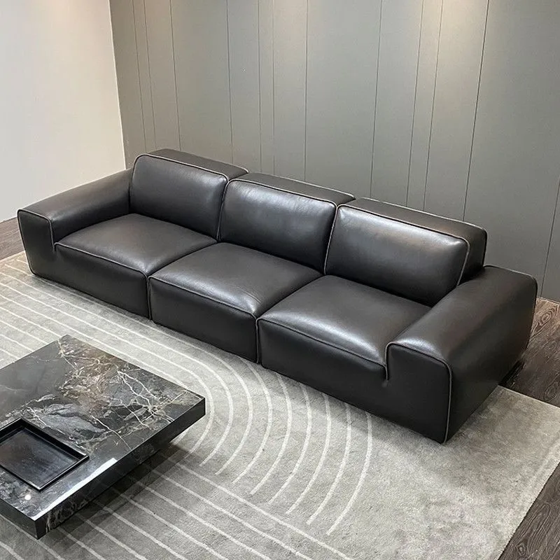 

Semi-green all-green cowhide sofa, medium and large apartment, large flat living room sofa