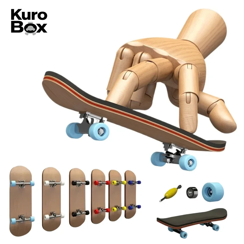 10cm Finger Skateboard Toy 5-Ply Maple Wood Fingerboard Creative Desktop Skill Training Stress Relief Educational Toy