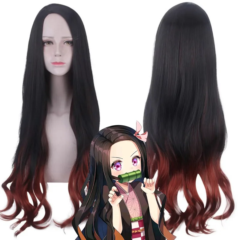 

Long Wavy Synthetic Wig Gradient Color Pink Purple Cosplay Costume Party Heat Resistant Fiber Hair