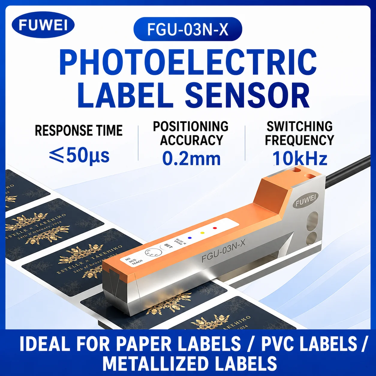 FUWEI Label series Automatic labeling machine paper label detection 3mm gap photoelectric label sensor