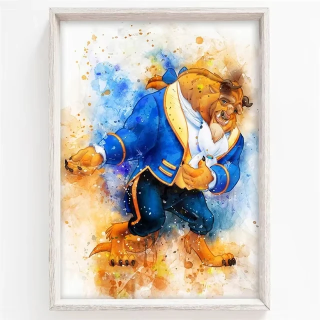 ¡Ser vuestro invitado! Arte en lienzo de La Bella y la Bestia: un toque divertido y moderno al clásico de Disney para tus paredes.