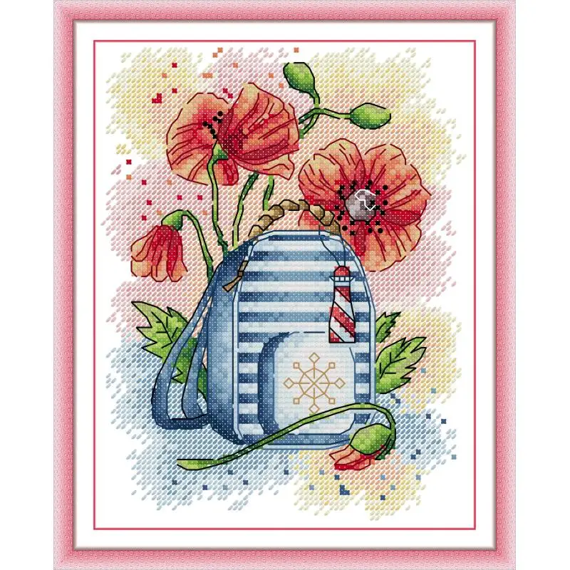 

Maydear Cross Stitch Kit, 11CT/14CT/16CT/9CT Aida Fabric,DMC Threads Sewing Pattern Embroidery Set-Schoolbag with Yumes