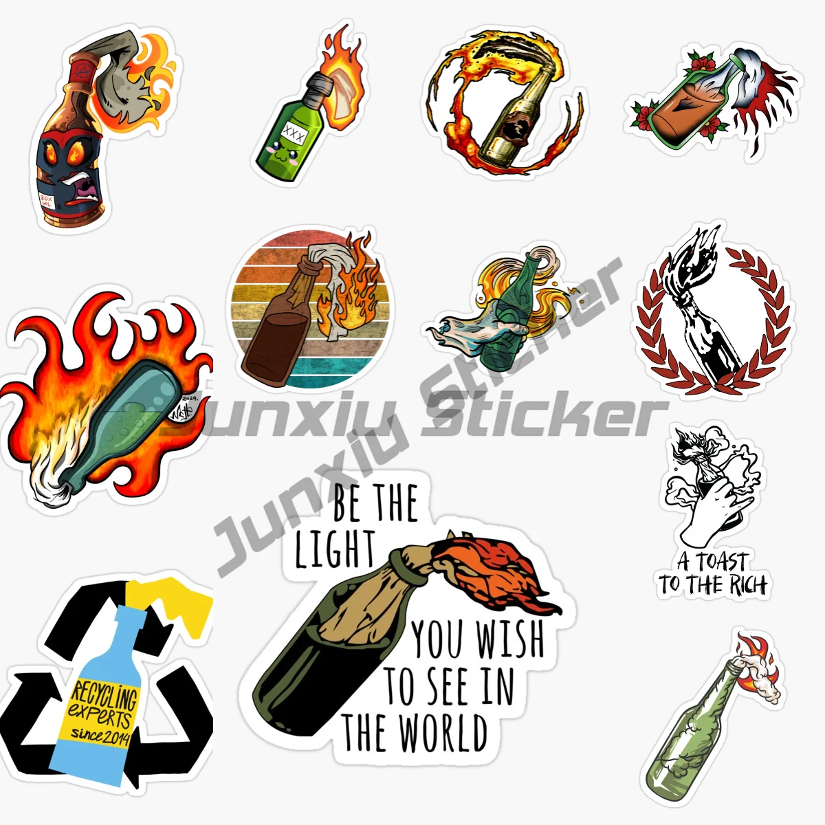 

Molotov Cocktail Car Sticker Creative Laptop Racing Motorcycle Vinyl Camper Car Window Glass Truck Decal Accessories