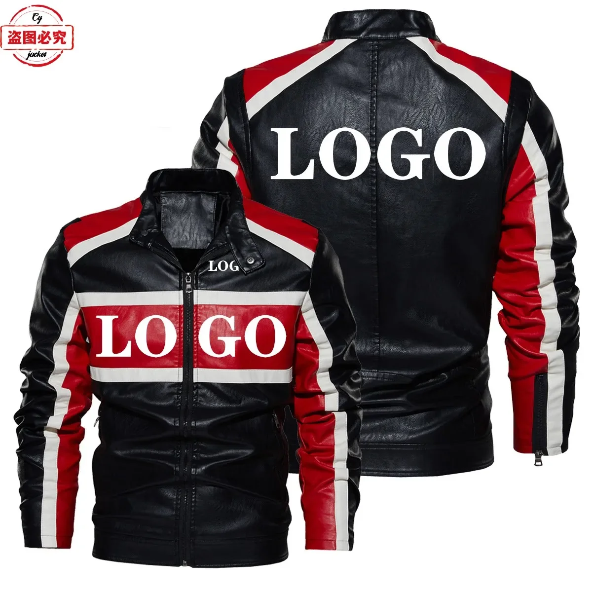 

Customized Printed Car Logo Leather Jacket Motorcycle Logo Riding Suit PU Leather Jacket Men's Team Uniform Racing Suit Workwear
