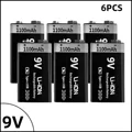 6PCS 9V 1100mAh