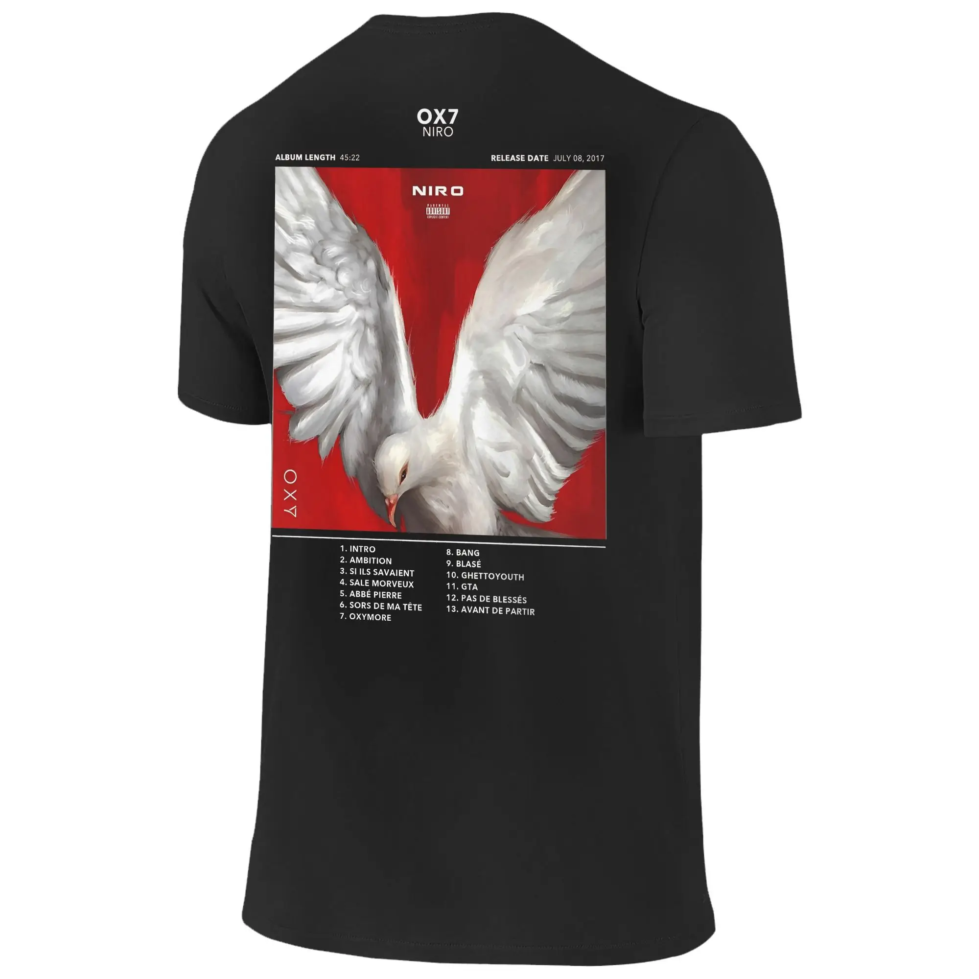 مغني الراب نيرو ألبوم OX7 تي شيرت الرجال النساء القطن الخالص تي شيرت غير رسمي طاقم الرقبة تي شيرت ملابس قصيرة الأكمام هدية عيد ميلاد #4