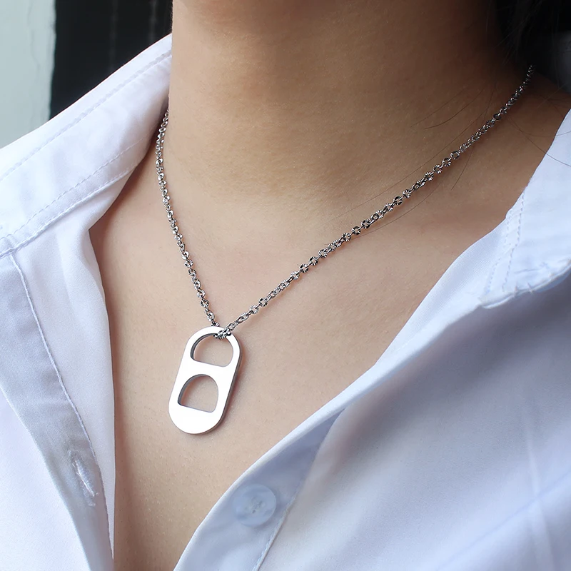 Simple Punky Hollow Eye Shape Necklace Pendants 31X18mm Unisex Stainless Steel Rolo Chain Different Chain Available