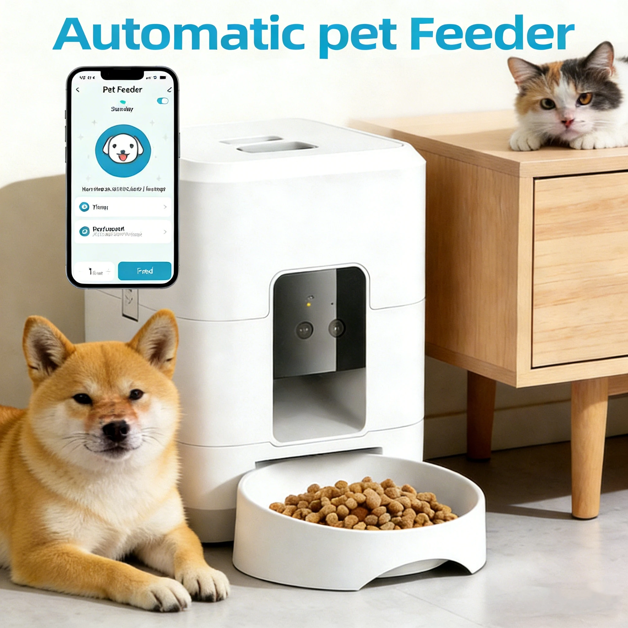 

2L Smart WiFi Automatic Pet Feeder for Cats And Dogs with Timer Food Dispenser And Low Food Alert