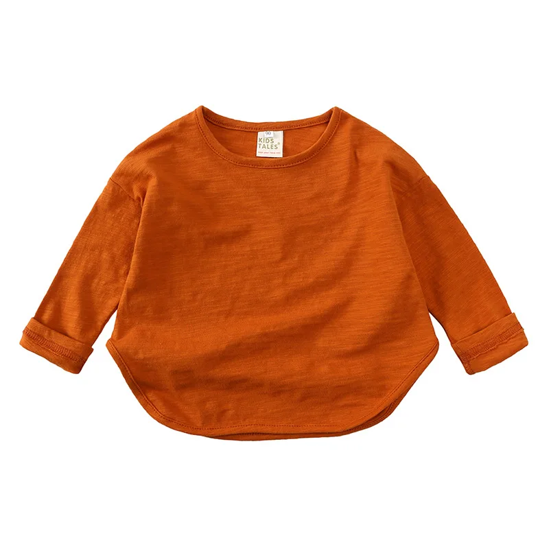 Autumn Boy Girl Baby O-neck Solid Bottoming Shirt Children Simple Casual Long Sleeves T-shirt Kid Cotton Tops Infant Unique Tees