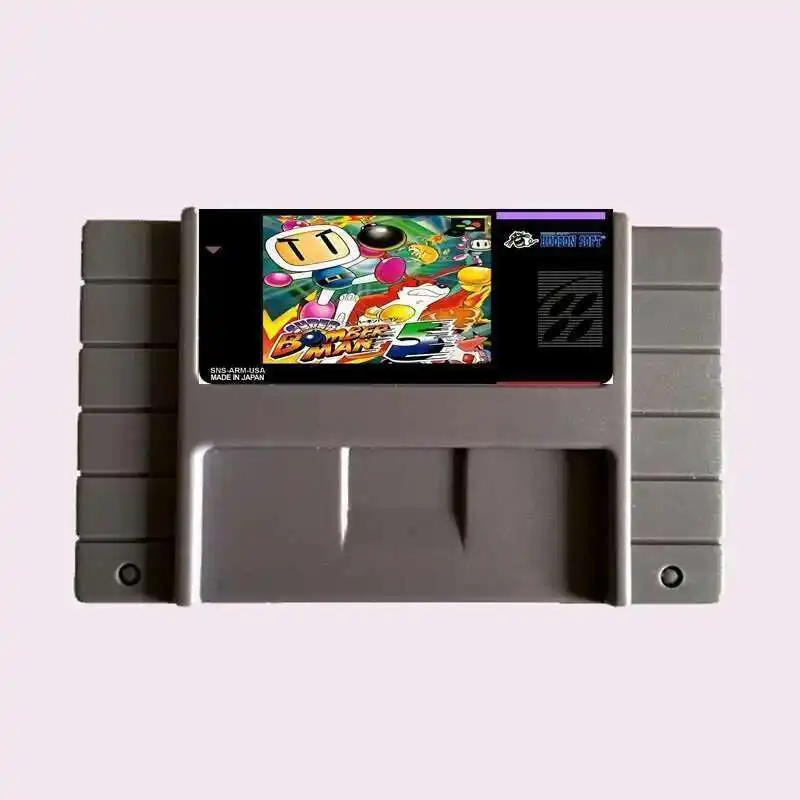 High Quality 16 Bit Super Bomber Man 5 NTSC Big Gray Game Card For USA Version Game Player