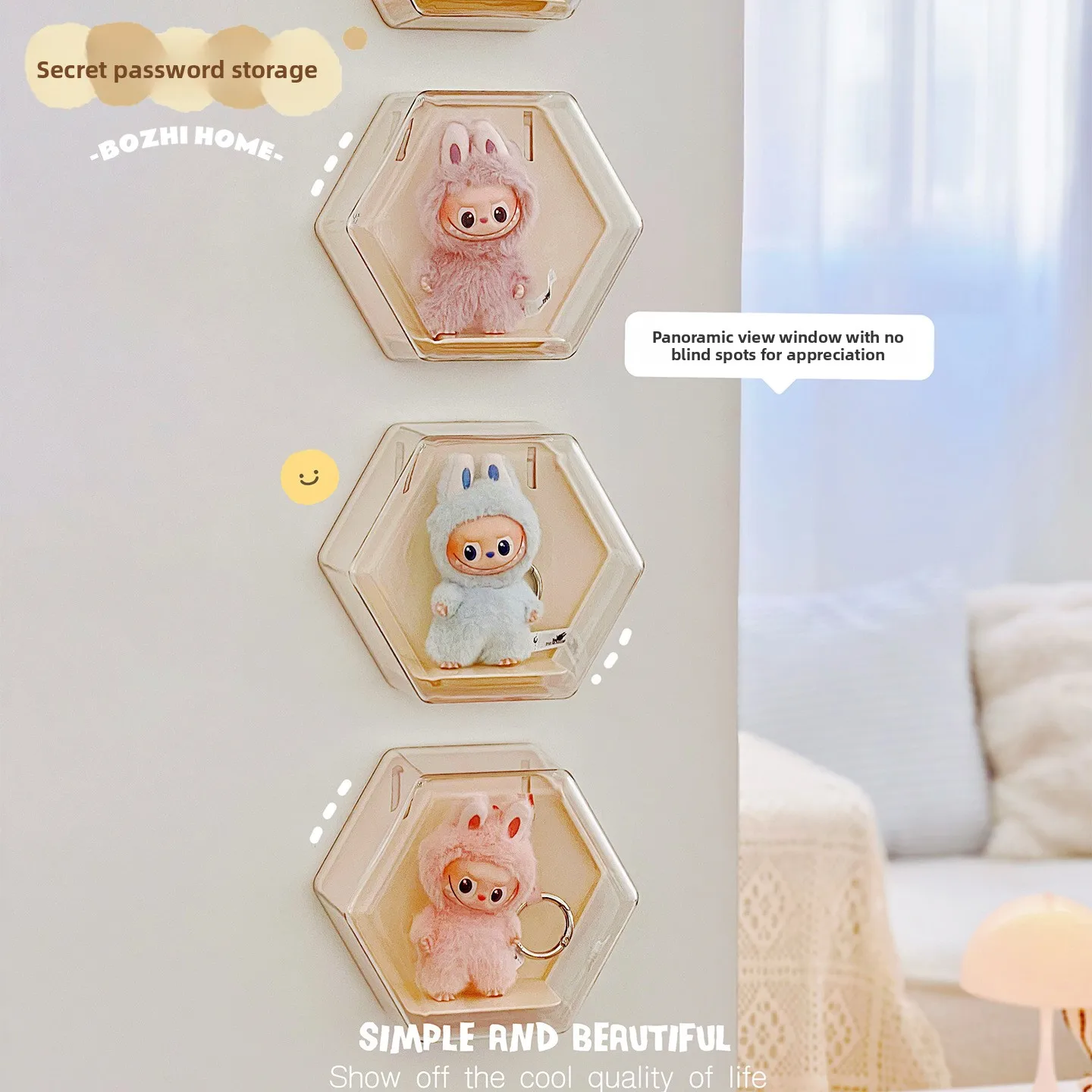 

Настенная витрина Labubu, прозрачная пылезащитная подвесная подставка для куклы с паролем 4-го поколения